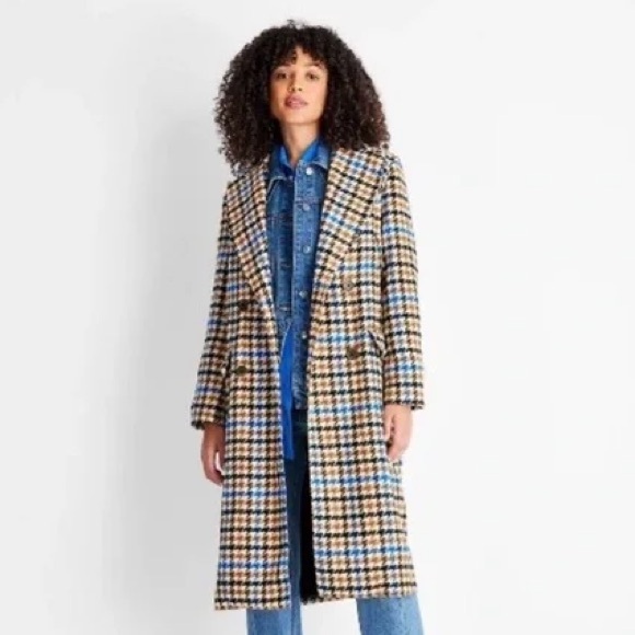Kahlana Barfield Brown - Future Collective Houndstooth Coat with Blue Accents - Picture 1 of 8